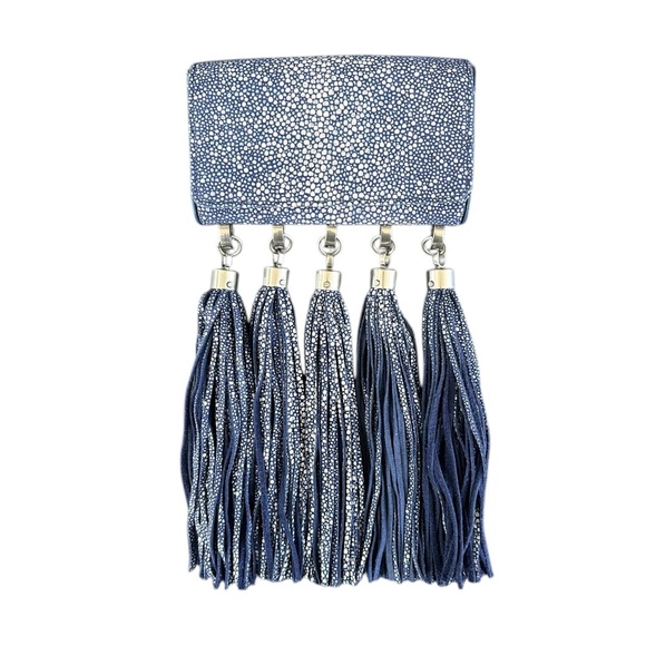 Leather Clutch with Tassels - Picture 1 of 5